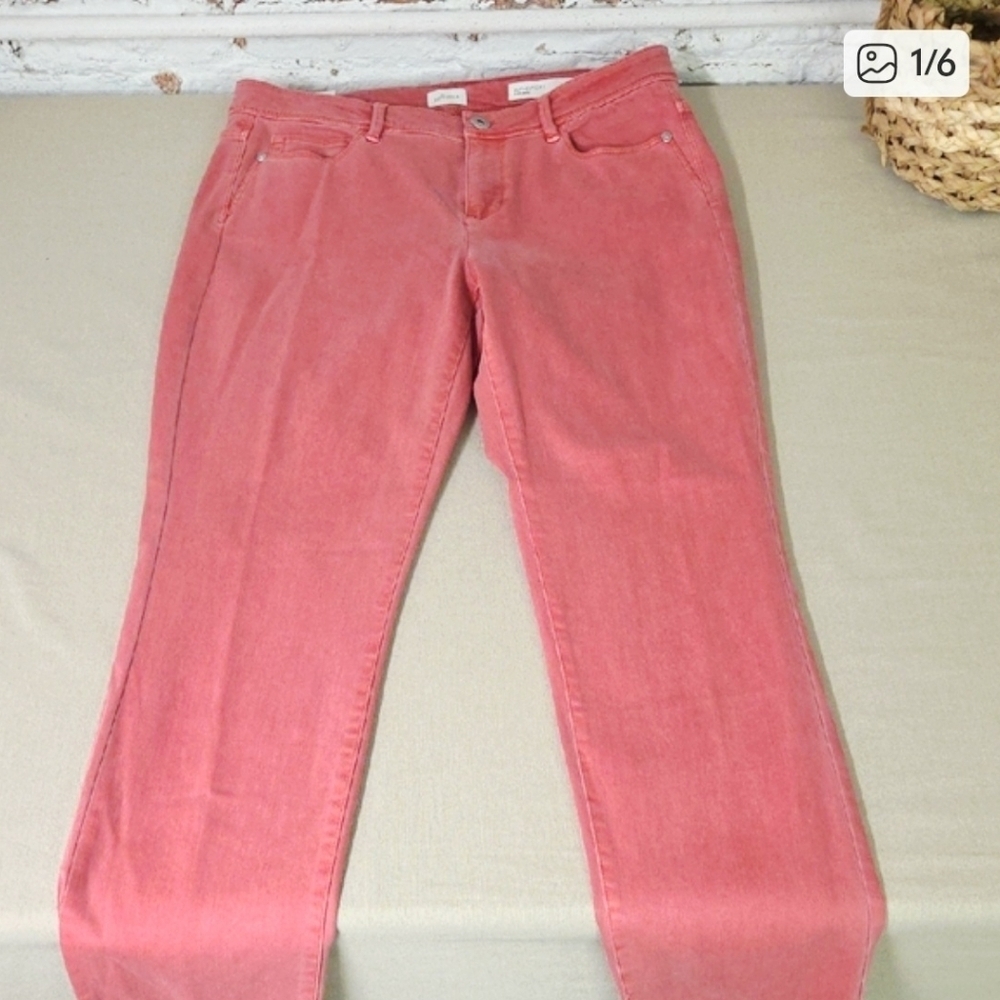 NWT J Jill Pink Sandwashed Jeans Slim Ankle Sz 10